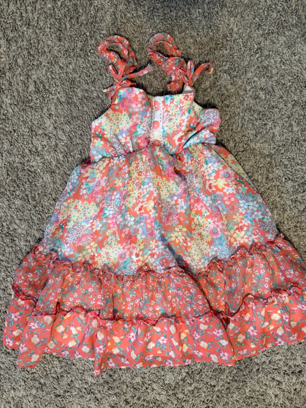 2 size 4 Jona Michelle Coral Floral Ruffle Tie-Shoulder Dresses